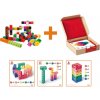 Školská plastová 3D stavebnica Multikocky, 100 ks + pracovné karty, 24 ks