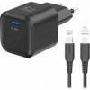 Swissten síťový adaptér gan 1x usb-c 35w power delivery černý + datový kabel usb-c/lightning 1,2 m černý 22070250