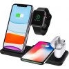 AppleMix Stojan / bezdrôtová nabíjačka Qi 4v1 - 2x Apple iPhone + Watch + AirPods - nastaviteľný - čierny