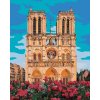Diamantové maľovanie Diamondi - NOTRE DAME V PARÍŽI A ČERVENÉ KVETY, 40x50 cm, vypnuté plátno na rám (604114B)