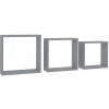 Nástenné police kocky VidaXL sivé, 3 ks