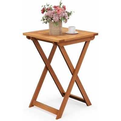 KOMFOTTEU záhradný stôl skladací, príručný stolík príručný stolík z tvrdého dreva, skladací stolík bistro stolík prenosný na záhradu, balkón, 50 x 50 x 73,5 cm