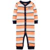 CARTER'S Overal bez nožičiek na cvoky Sleep & Play Orange Stripes chlapec NB/ veľ. 56