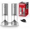 WEBBER Elektrický mlynček na soľ a korenie dobíjateľný USB sada 2 kusov ovládanie brúsenia osvetlenie