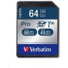 VERBATIM SDXC karta 64GB Pro, U3, V30 (R:90/W:45 MB/s)