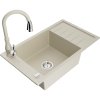 Mexen Elias, 1-komorový granitový drez 795x480x200 mm a drezová batéria Savita, béžová, 6511-69-672601-69