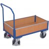 Variofit Plošinový vozík s madlom, nízke plné bočnice, Variofit, ložná plocha 86 x 45 cm, do 400 kg, modrá/antracit Farba: modrá RAL5010
