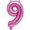 PartyDeco Fóliový balón číslo 9, 35cm dark pink