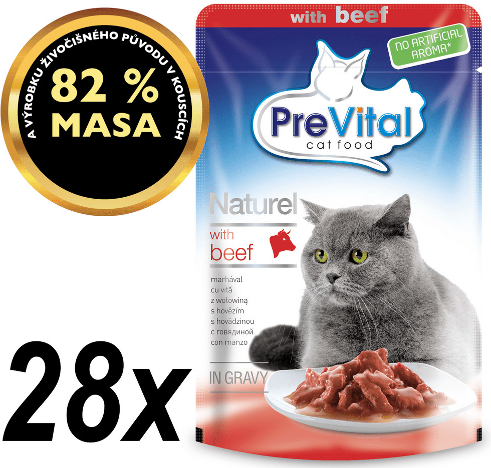 PreVital NATUREL dusené filetky hovädzie v omáčke 28 x 85 g