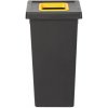 Čierny plastový odpadkový kôš FIT-BIN so žltým vekom - 75 l