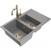MEXEN/S MEXEN/S - Gaspar granitový drez 1.5 s odkvapkávačom vrátane batérie Carla, šedá 6507-71-670700-50