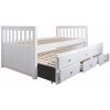 Kondela Posteľ s prístelkou a úložným priestorom, borovicové drevo/biela, AUSTIN NEW