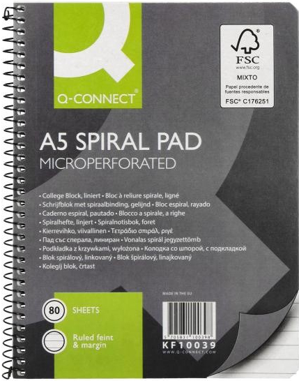 Q-Connect Blok College A5 80 listov linajkový