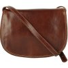 TALIANSKE Stredná dámska kožená kabelka crossbody Talianska hnedá Vera pelle Viera