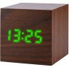 Jenifer VST-968 Budík drevená kocka s reakciou na tlesknutie, hnedý