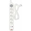 Predlžovací kábel 3 m / 5 zásuvky / s vypínačom / bielo-sivý / 1×USB-A + 1×USB-C / 1,5 mm2