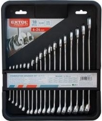 EXTOL PREMIUM - Kľúče očko-vidlicové, sada 18ks, CrV 6351