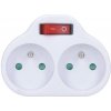 Solight P97 rozbočka, 2 x 10 A, biela, vypínač