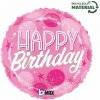 Foliový balonek kulatý Happy Birthday růžový 46 cm