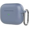 AppleKing silikónový ochranný obal s karabínou pre AirPods Pro 2 (2022) s konektorom Lightning - modrosivý - možnosť vrátiť tovar ZADARMO do 30tich dní
