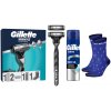 Xmass set Gillette Mach3 Charcoal pánsky holiaci strojček, 2 hlavy, gél na holenie s čiernym uhlím 200ml + ponožky