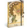 NOTIQUE Notes Alfons Mucha - Pero, bodkovaný, 13 x 21 cm
