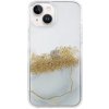 DFANS DESIGN transparentný mramorový kryt s kamienkami pre iPhone 14 Plus - biely - možnosť vrátiť tovar ZADARMO do 30tich dní