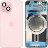 Apple iPhone 15 - Sklo Zadného Krytu / Housingu + Sklíčka Kamery + MagSafe Magnetický Krúžok (Ružová / Pink) - Original Apple
