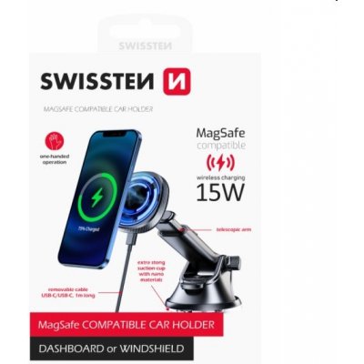 Swissten magnetický držiak do auta s bezdrôtovým nabíjaním (MagSafe), 15W  65010610 od 28,9 € - Heureka.sk