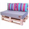 Golden Garden Paletové sedenie GG36 podsedák a vankúš 120cm x 80cm x 15cm Sivá s farebnými pásikmi