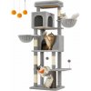 Feandrea veľký strom pre mačky, 175 cm vysoká mačacia veža v sivej farbe