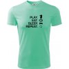 Eat sleep play - šach - Pánske tričko Fantasy športové - XL ( Mätová )
