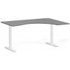 Ergonomický výškovo nastaviteľný stôl, 160x120 cm, 1 motor, L/P, biela podnož, grafit