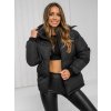 Čierna dámska prešívaná prechodná bunda s kapucňou Bolf 5M3169