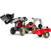 Falk Šliapací traktor Vintage 2058N s lyžicou, bagrom a prívesom, červený