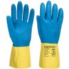 PORTWEST Rukavice Double Dipped Latex A801, chemicky odolné POR-A801Y4RS S Žlutá/modrá