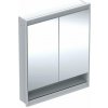 Geberit ONE Zrkadlová skrinka s LED osvetlením, 75x90x15 cm, 2 dvierka, s nikou, vstavaná, biela 505.822.00.2