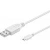 PremiumCord Kábel micro USB 2.0, A-B 1m, biela ku2m1fw
