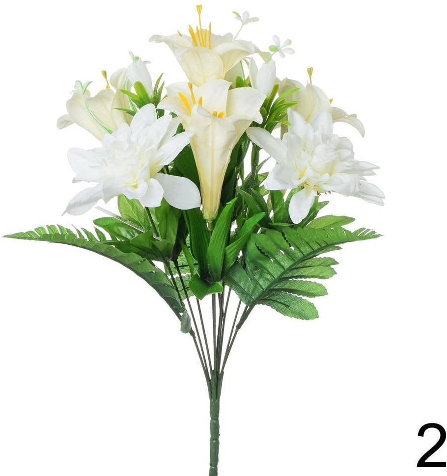 Kytica dahlia+ľalia BIELA 40cm 222751B - Umelé kvety