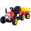 JOKO Elektrický traktor s vlečkou na drevo BLOW s diaľkovým ovládaním, penové kolesá, kožené sedadlo, Led svetlá, USB, MP3, červený