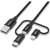Choetech IP0030-BK 3v1 USB MFI Lightning / USB Type C / micro USB (3A nabíjanie / 480Mbps prenos dát), 1,2m, černý