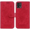 Peňaženkové kožené puzdro Butterfly Rose na Motorola Moto G72 - Červená