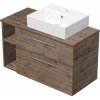 INTEDOOR Skriňa+umývadlo BEE, úchyt chróm, š.100cm, regál vľavo, dub Wellington