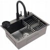BLACK KITCHEN SINK SET JEDNOKOMOROVÝ PRACOVNÝ DREZ Z NEREZOVEJ OCELE