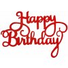 Červený zápich - topper na tortu Happy Birthday 14 cm - TARRA pyrotechnik