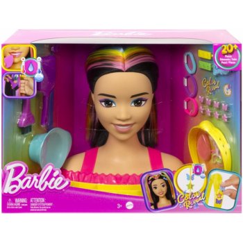 Barbie NEONOVO DÚHOVÁ ČESACIA HLAVA ČIERNOVLÁSKA