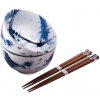 Made In Japan Set misiek Blue & White s paličkami 350 ml 2 ks