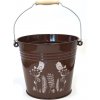 Vedro smaltované 10l /28cm bez pokrievky hnedé dekor vtáčiky KLC