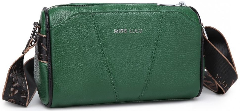 Miss Lulu dámska kožená crossbody kabelka so širokým popruhom L2310 zelená