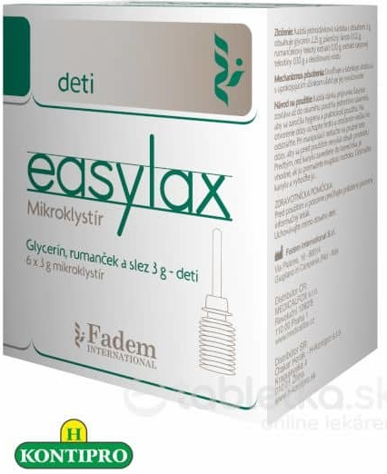 Easylax Mikroklystír pre deti glycerín rumanček a slez 6 x 3 g